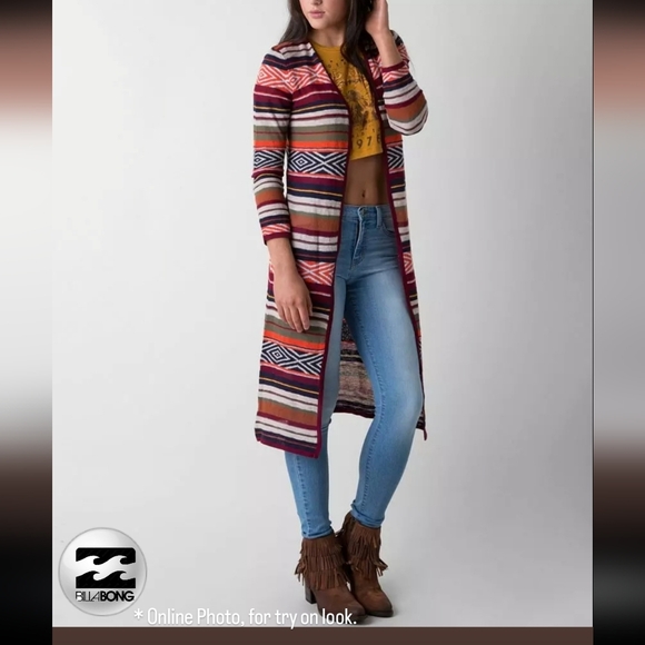 Billabong Vibrant Patterned Long Cardigan - Picture 1 of 7
